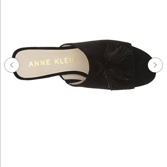 Anne Klein Salome Black Tassel Open-Toe Mules - Picture 3 of 5
